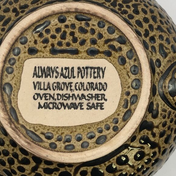 Always Azul Pottery Running Horse Coffee Tea Mug Green Brown Leopard Textured - Picture 5 of 5